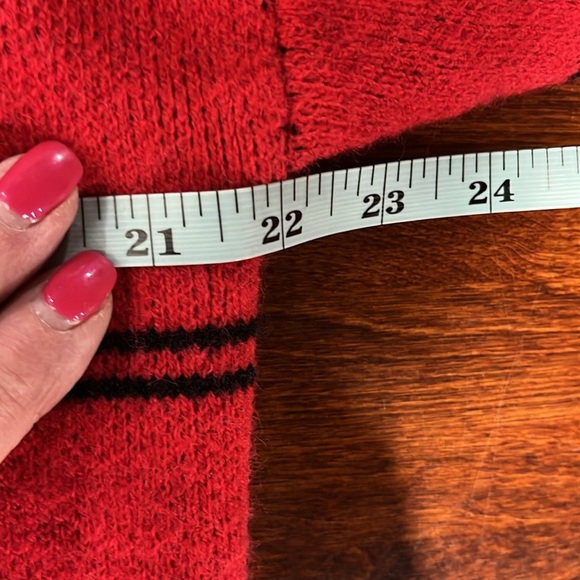 Womens Pullover Tunic Sweater Red Black S/M Large Scale Plaid Stretch Soft Comfy - Picture 9 of 11